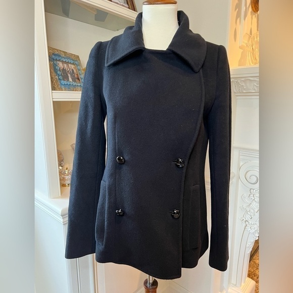 JOSEPH Black wool & cashmere modern pea coat size IT 40 or US 8 EUC - Picture 3 of 10